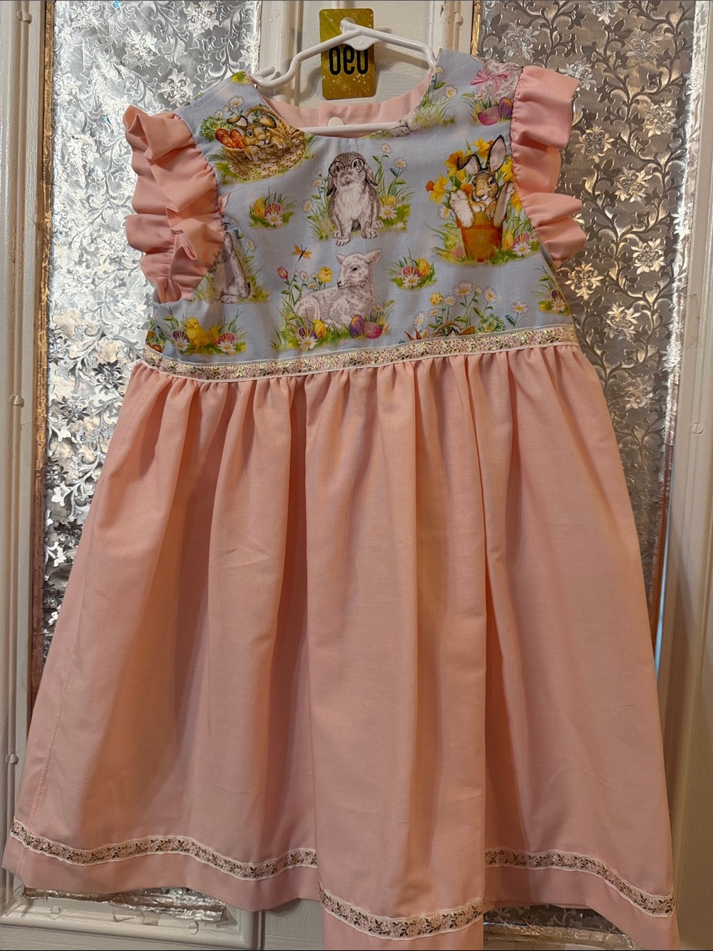 Pink Floral & Animal Print Ruffle-Sleeve Girls' Formal Dress